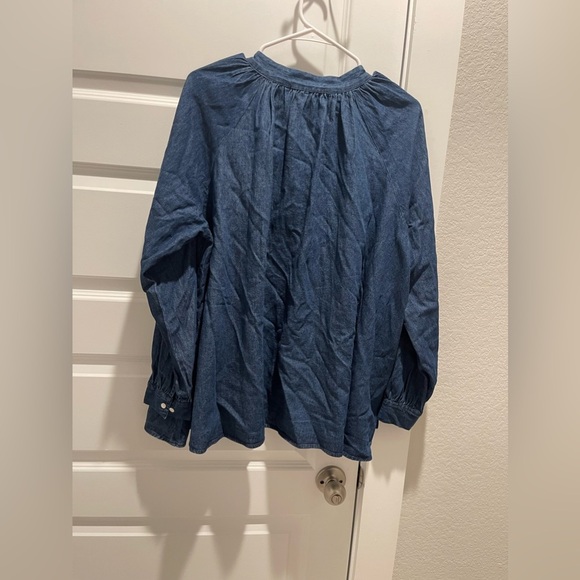 Anthropologie Ne Quittez Pas Hallie Chambray embroidered blouse - Picture 6 of 10